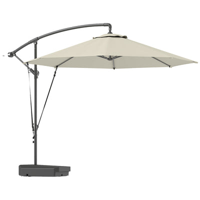 Cream 3m Cantilever Garden Parasol with Base Cover and Tilt for Sun Shade UPF50 by Outsunny
