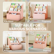 Kids Storage Bookcase with Shelves and Drawer for Bedroom or Playroom Organisation Pink