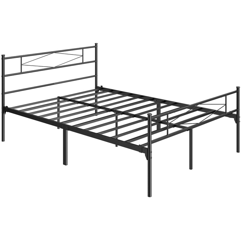 Double Bed Frame with Underbed Storage and Sturdy Steel Support Black