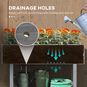 Grey Wooden Two Tier Raised Garden Planter for Flowers and Herbs by Outsunny