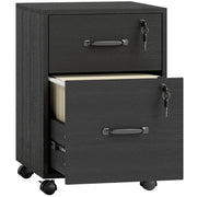 Mobile Filing Cabinet with Lockable Drawers and Hanging File Storage for Home Office Black AOSOM