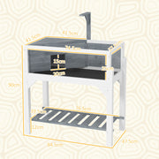 Wooden Tortoise House with Storage Shelf Clear Windows Lamp Holder and Tray Grey by PawHut