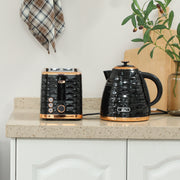 Black 3000W 1.7L Fast Boil Kettle and 2 Slice Toaster Set with 7 Browning Levels