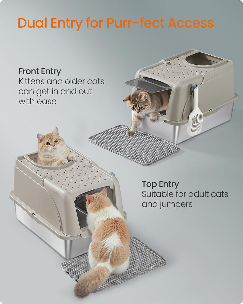 Non-slip litter mat included with the beige cappuccino cat litter box