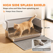 Cat walking through the tray highlighting the 30cm high side splash shield