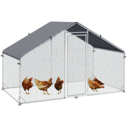 Large Walk In Chicken Coop with Water Resistant Roof for Outdoor Poultry Housing Grey
