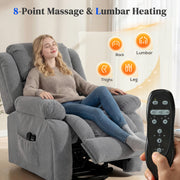 Recliner Armchair with Electric Lift Massage and Heat for Easy Relaxation Light Grey AOSOM
