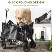 Folding Garden Utility Trolley With Wheels For Camping And Outdoor Gear Transport Grey