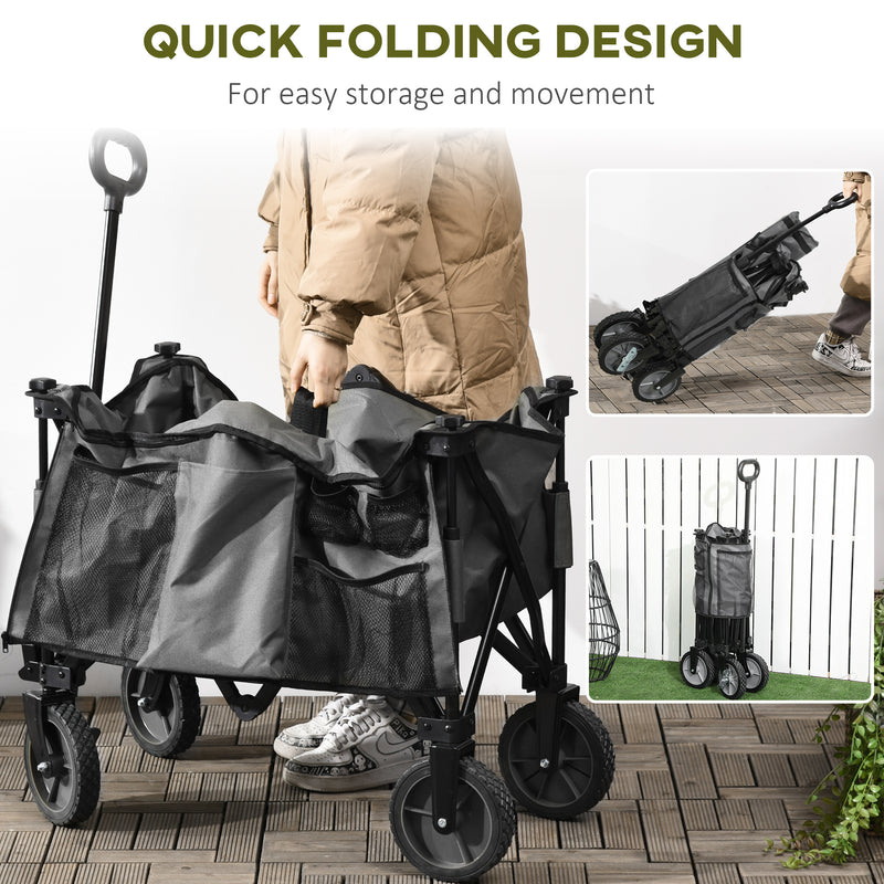 Folding Garden Utility Trolley With Wheels For Camping And Outdoor Gear Transport Grey