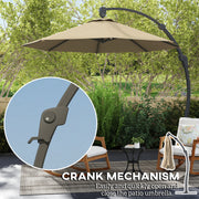 Premium Khaki 3m Cantilever Garden Parasol With 360° Rotation and Crank Handle by Outsunny