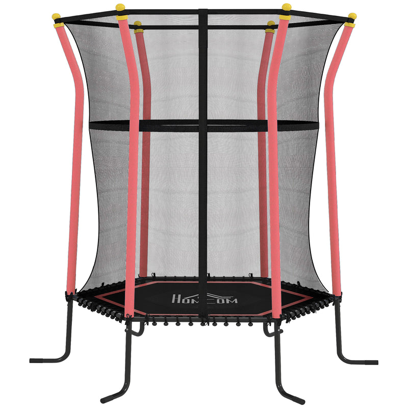 Kids Mini Trampoline with Safety Enclosure Ideal for Ages 3 to 10 for Indoor Use Red AOSOM
