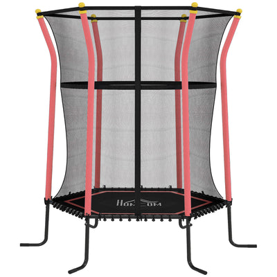 Kids Mini Trampoline with Safety Enclosure Ideal for Ages 3 to 10 for Indoor Use Red AOSOM