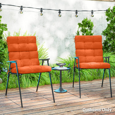 Set of Two Padded Outdoor Seat Cushions in Orange for Garden Chairs by Outsunny