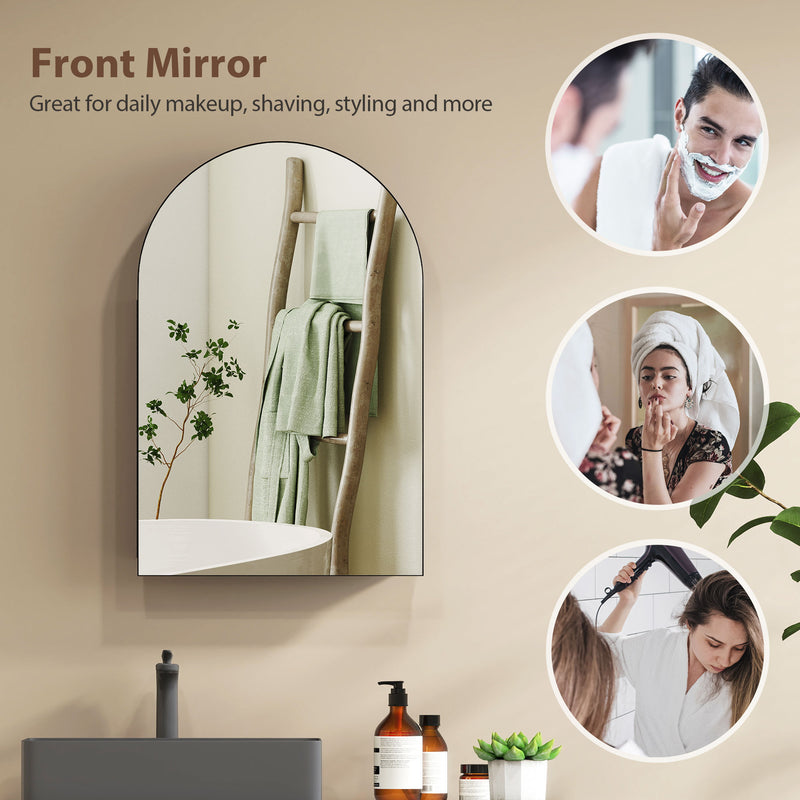 Bathroom Wall Cabinet with Mirror and Shelves Fully Assembled Space Saving Black AOSOM
