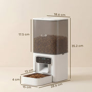 Automatic Cat Feeder with Timer Voice Recorder and Portion Control for 6 Meals Daily White