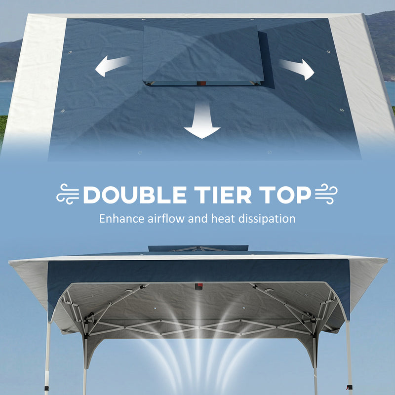 Pop Up Garden Gazebo with Double Roof for Easy Shade and Sun Protection Blue Outsunny