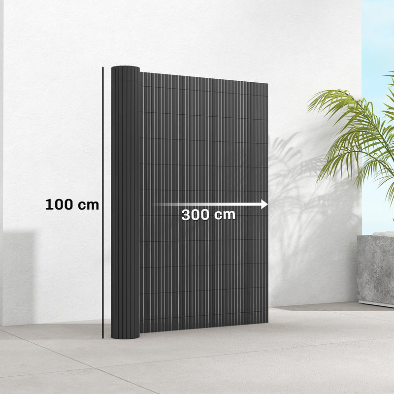 Garden Privacy Screen Fence for Sheltered Outdoor Spaces Easy Fit Dark Grey Outsunny