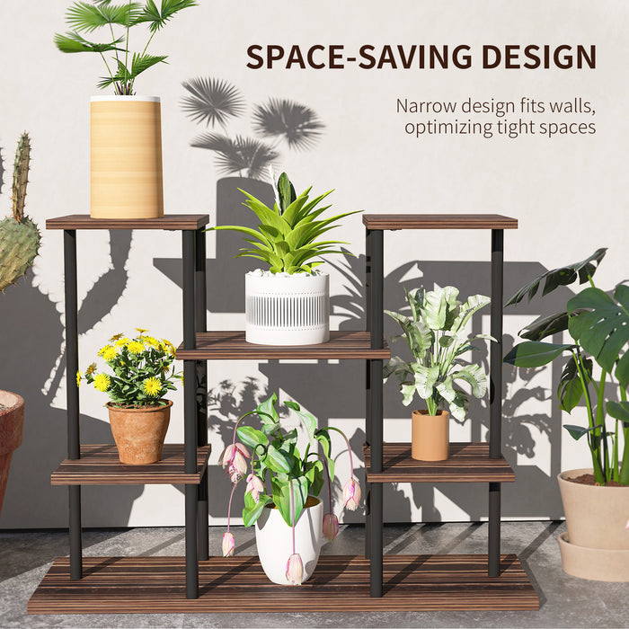 Four Tier Wooden Shelf Plant Stand for Indoor and Outdoor Display by Outsunny