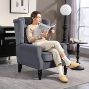 Grey Wingback Accent Chair With Button Tufted Backrest For Living Room Or Bedroom Use