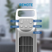 31 Inch Oscillating Tower Fan with Remote and Timer for Home or Office Use, Silver