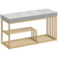 Shoe Storage Bench with Padded Seat for Hallway or Bedroom Organisation Grey AOSOM