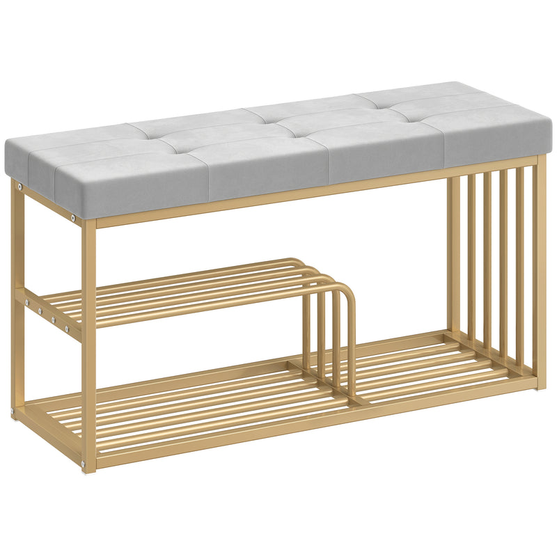 Shoe Storage Bench with Padded Seat for Hallway or Bedroom Organisation Grey