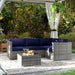 3 Seater Rattan Garden Sofa Set With Coffee Table Grey With Blue Cushions By Outsunny