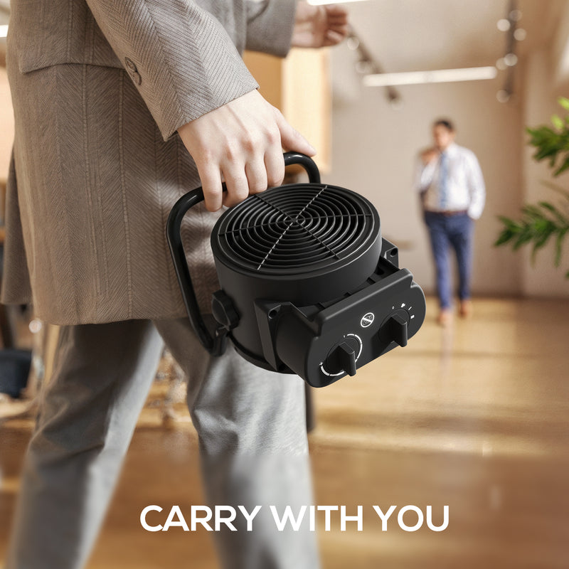 2000W Portable Ceramic Electric Heater With Fan Ideal For Home Or Office Use Black