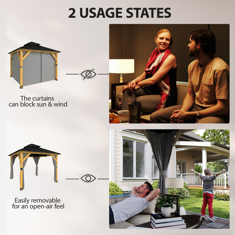 3x3m Wooden Garden Gazebo with Galvanised Steel Roof for Year Round Shelter and Privacy Natural Finish