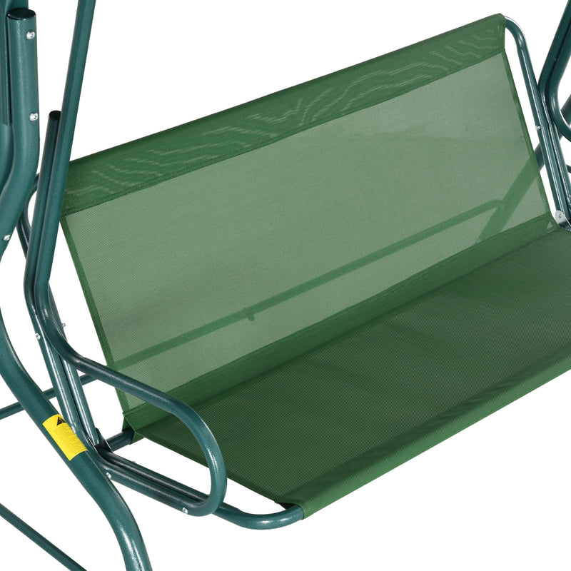Green 3 Seater Garden Swing Chair With Adjustable Canopy For Relaxing Outdoors