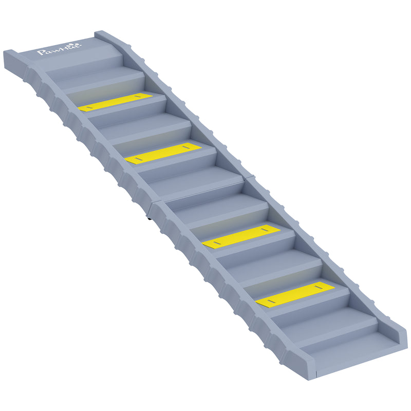 Foldable Dog Car Ramp for Easy Pet Access with Non Slip Steps Grey