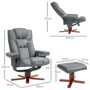 Manual Recliner Armchair with Matching Footstool for Home Comfort Lounge Grey