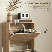 Brown Wood Effect 12 Shoe Flip Drawer Storage Cabinet Space Saving Organiser by HOMCOM