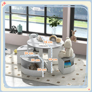 5 Piece Kids Table and Chairs Set with Storage for Toddlers Age 3 8 Grey by Aiyaplay