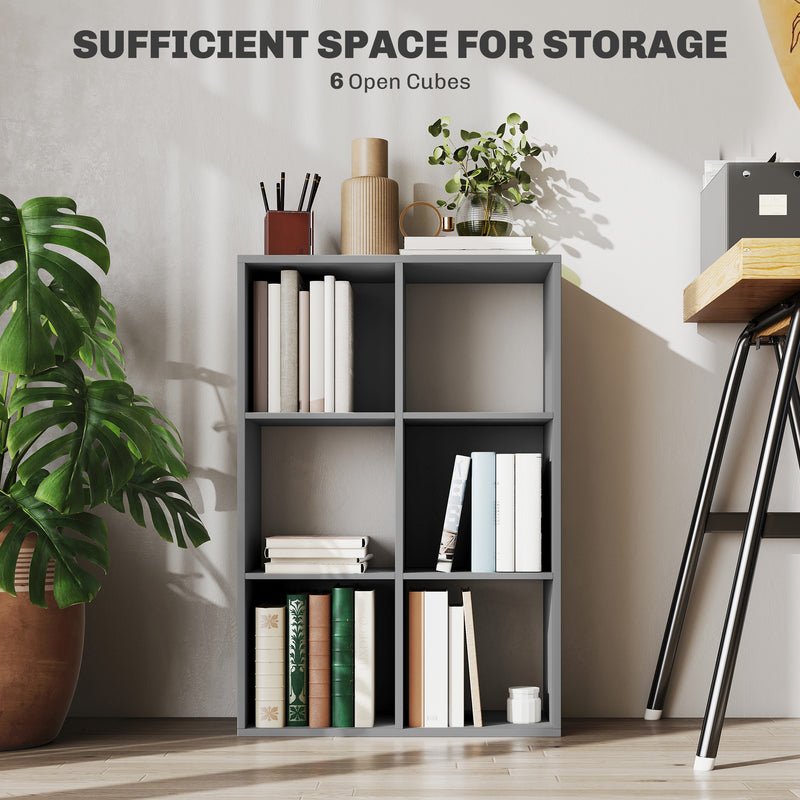 6 Cube Storage Bookshelf With Open Shelves For Home Or Office Organisation Light Grey