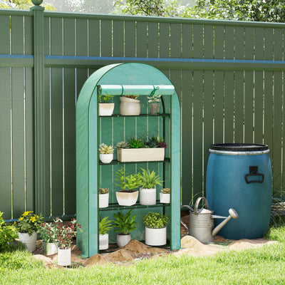 4 Tier Mini Greenhouse with PE Cover and Roll-Up Door Portable 105 x 45 x 160cm Green by Outsunny