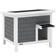 Insulated Outdoor Cat House Shelter - Flip Up Roof for Feral Cats, Grey & White PawHut