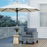 Single Rattan Outdoor Arm Chair with Cushions Mixed Grey by Outsunny
