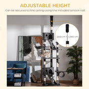 Adjustable Floor to Ceiling Cat Tree for Indoor Climbing and Play 240-260cm Dark Grey