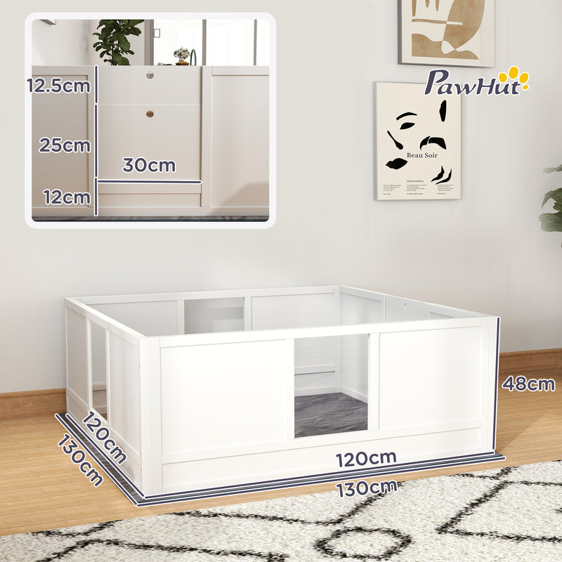 Whelping Box for Large Dogs with Pad Adjustable Entrance and Non-slip Feet 124 x 120cm by PawHut
