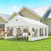 6x4m Marquee Party Tent for Outdoor Gatherings with Large Windows and Weather Protection White Outsunny
