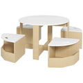 5 Piece Kids Table and Chairs Set with Storage Ideal for Ages 3 to 8 Years White AOSOM