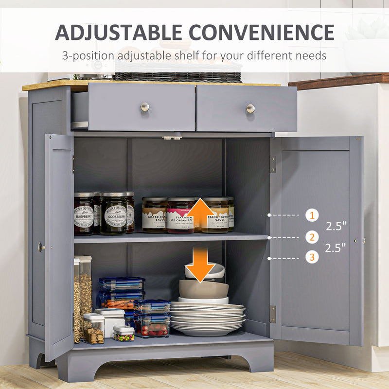 Kitchen Storage Cabinet with Drawers and Adjustable Shelves for Organised Worktops Grey Oak Homcom