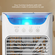 Desk Fan with Cooling Mist Humidifier and Colour Changing Light for Bedrooms or Offices White AOSOM