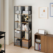 5 Tier Industrial Bookshelf With Steel Frame For Home Office Or Living Room Rustic Brown