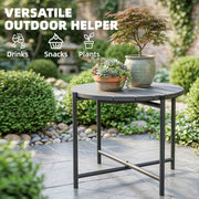 Outdoor Side Table for Garden or Patio with Weather Resistant Wood Top Dark Grey Black Outsunny