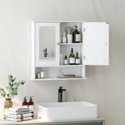 White Wall Mounted Bathroom Cabinet With Mirror And Adjustable Shelves For Storage