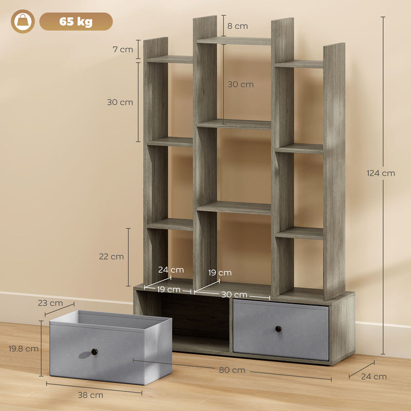 12 Shelf Storage Unit With Drawers For Home Office Or Bedroom Organisation Graphite AOSOM
