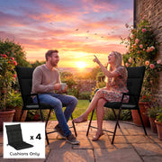 Garden Chair Cushion Set of 4 for Outdoor Comfort Water-Repellent and UV Resistant Black Outsunny