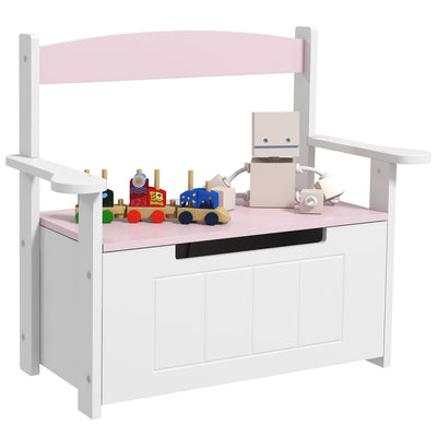 Pink 2 in 1 Toy Box with Lid for Kids Bedroom Nursery and Playroom by AIYAPLAY